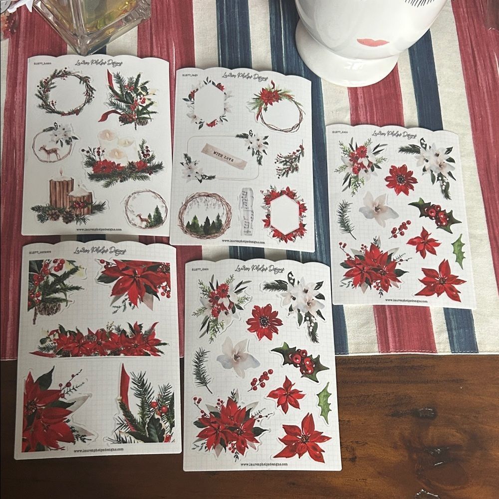 Lauren phelps design 5 sticker sheets  Holiday print NEW